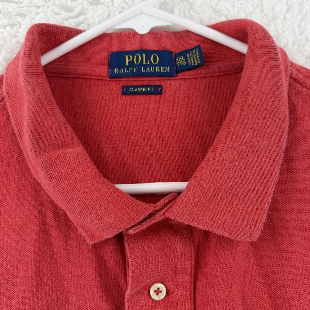 Polo Ralph Lauren Polo Shirt Mens 2XL Red Classic Fit Cotton Pony Logo‎ Knit